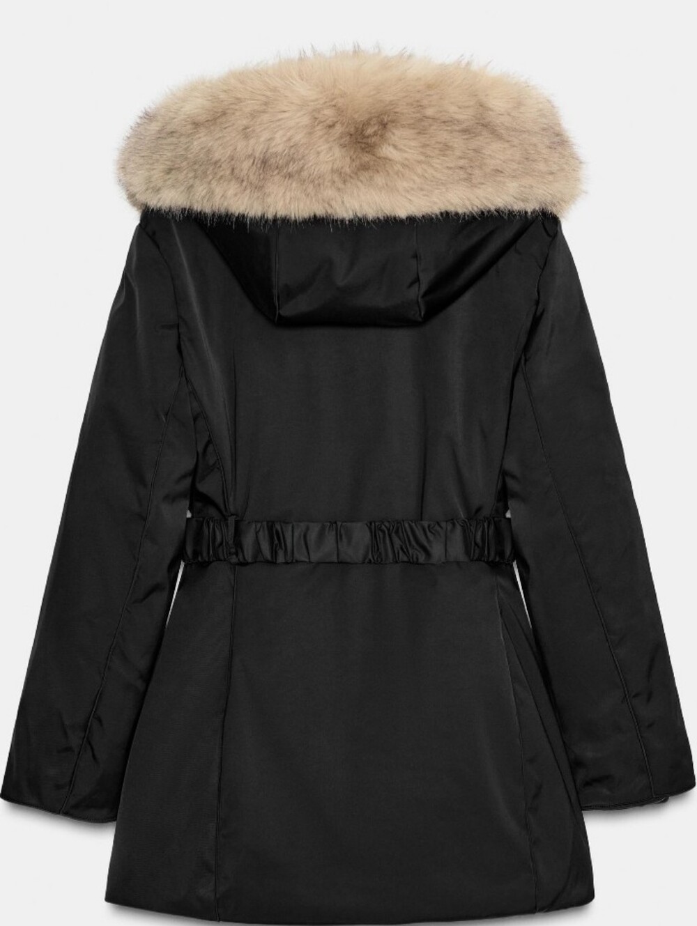ZARA Women’s Water and Wind Protection Fur-effect Puffer Anorak(Black,US/EUR L) - Picture 11 of 16